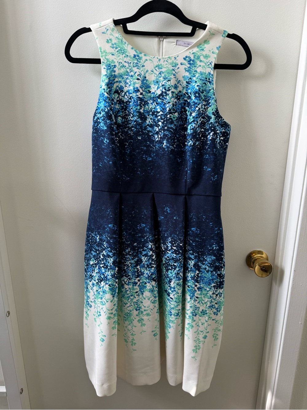 Blue and White Ombré Floral Print Dress